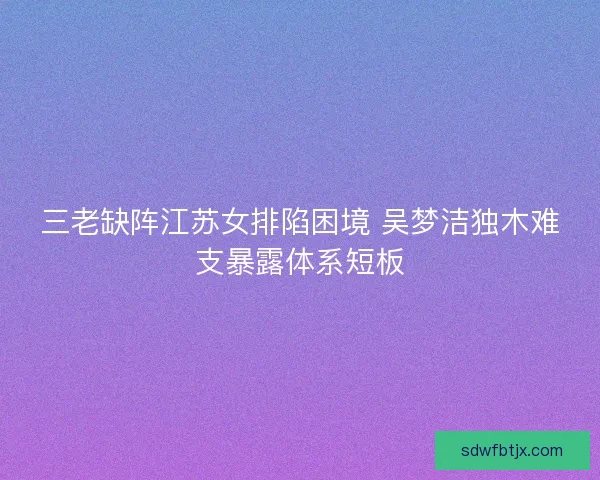 三老缺阵江苏女排陷困境 吴梦洁独木难支暴露体系短板