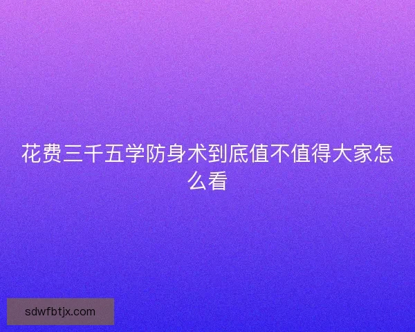 花费三千五学防身术到底值不值得大家怎么看